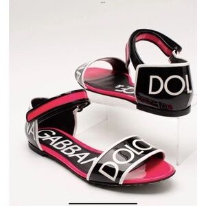 Dolce & Gabbana Black and Pink Logo Sandals